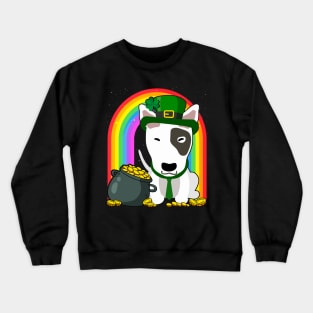 Bull Terrier Rainbow Irish Clover St Patrick Day Dog Gift print Crewneck Sweatshirt